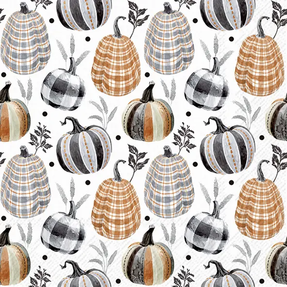 Ihr Lunch-Servietten PUMPKIN CHECKS grey 33X33 cm