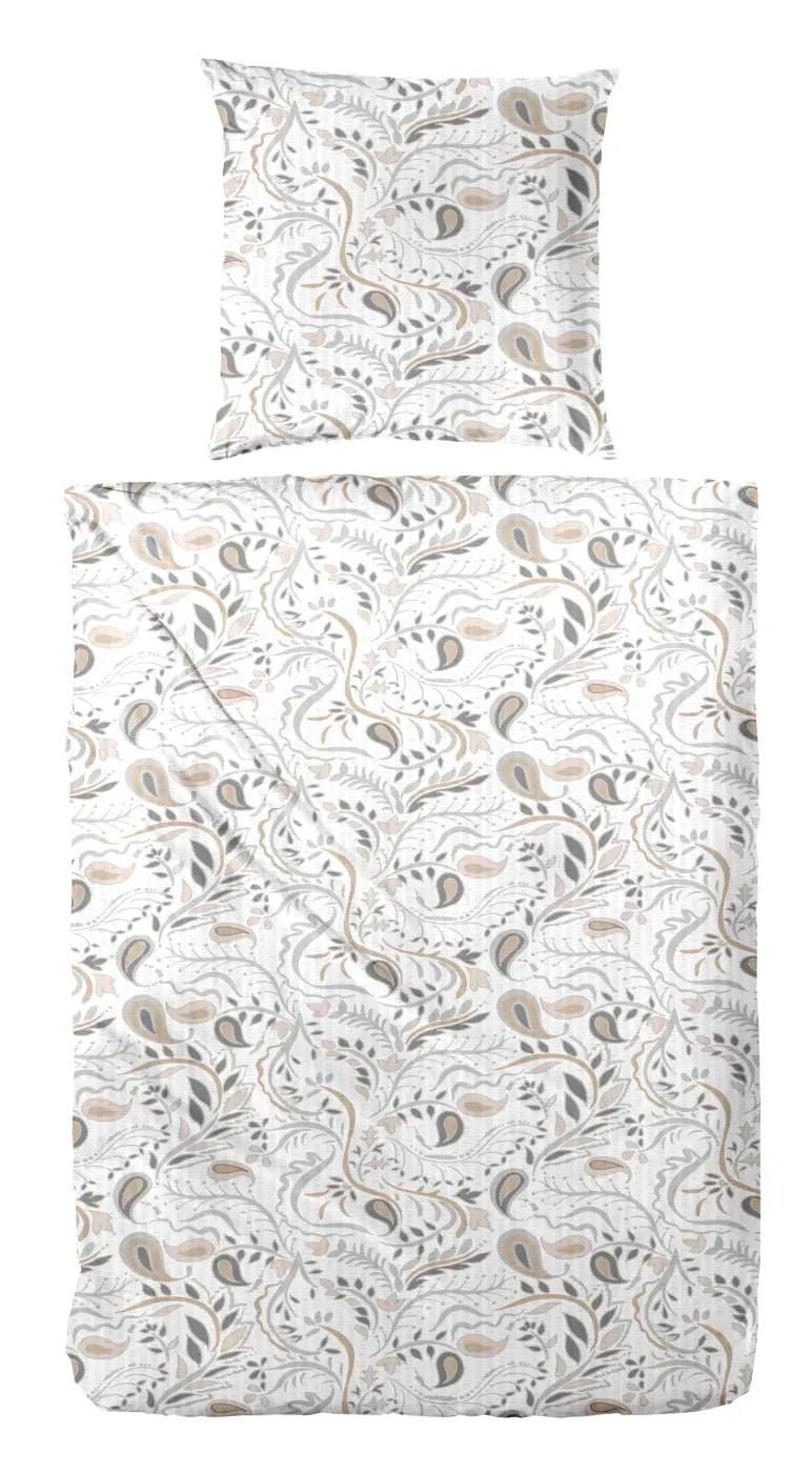 Hahn  Seersucker-Bettwäsche 135 x 200 cm Paisley braun