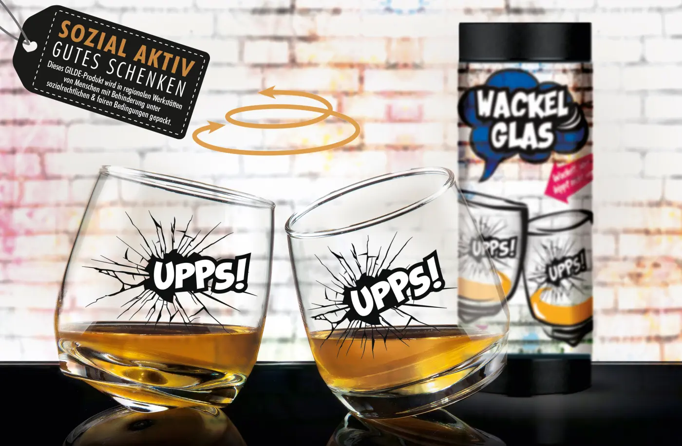 Gilde Wackelglas "Upps" 2er Set in Box