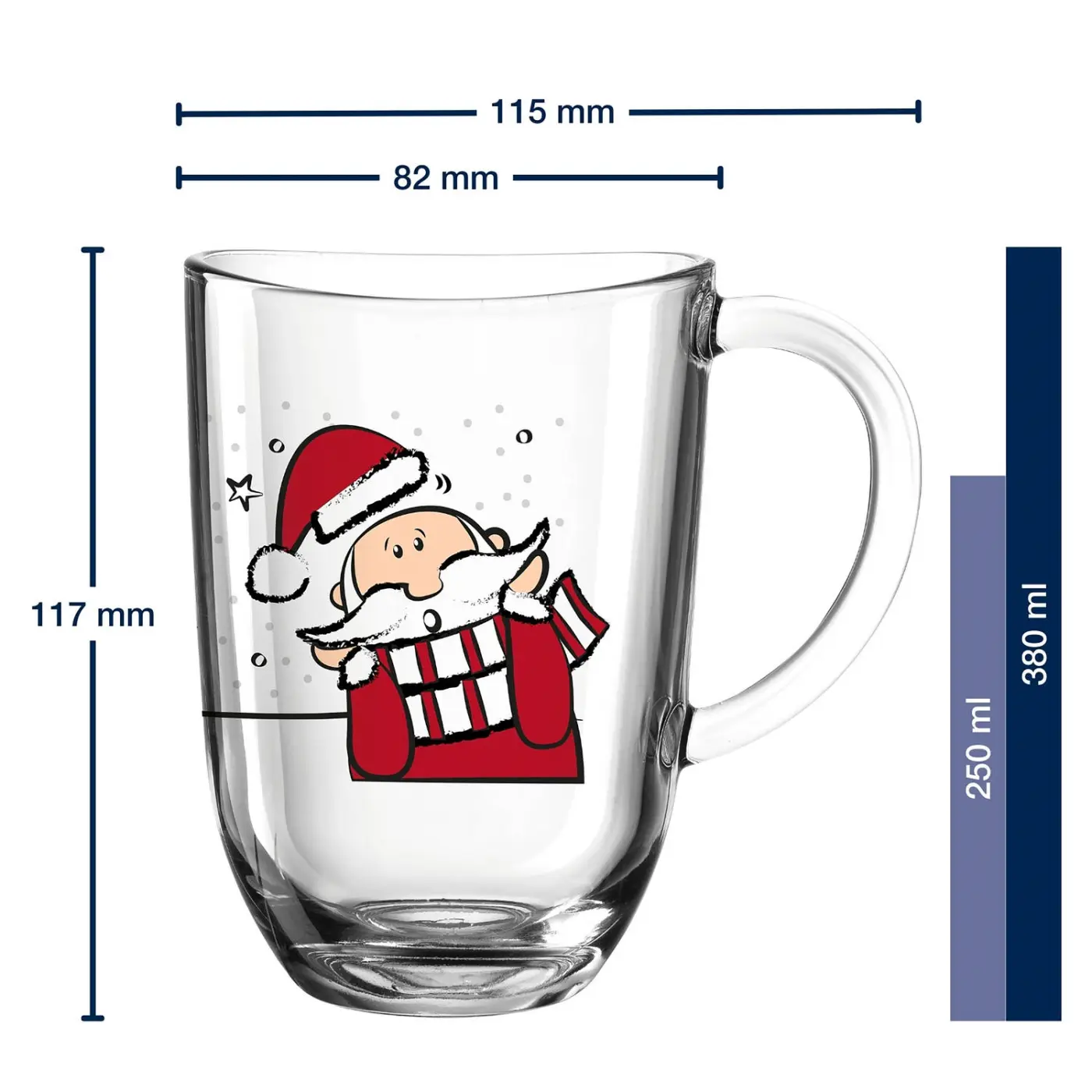 Leonardo Tasse Weihnachtsmann SILENZIO Kalk-Natron Glas mehrfarbig