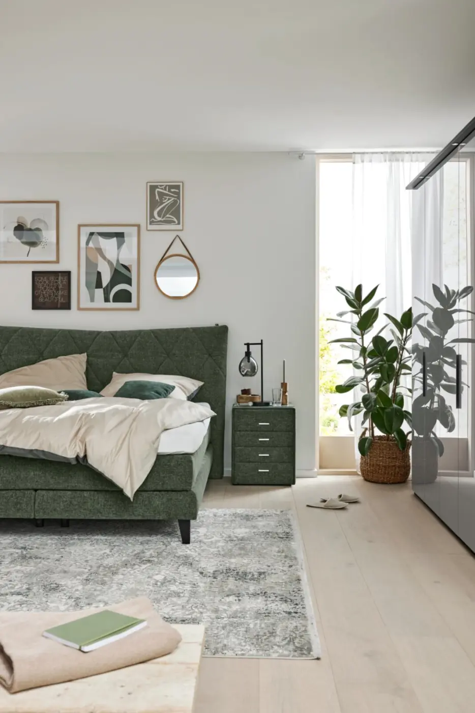 Interliving Boxspringbett Serie 1420 mit Topper grünLF 180 x 200 cm 