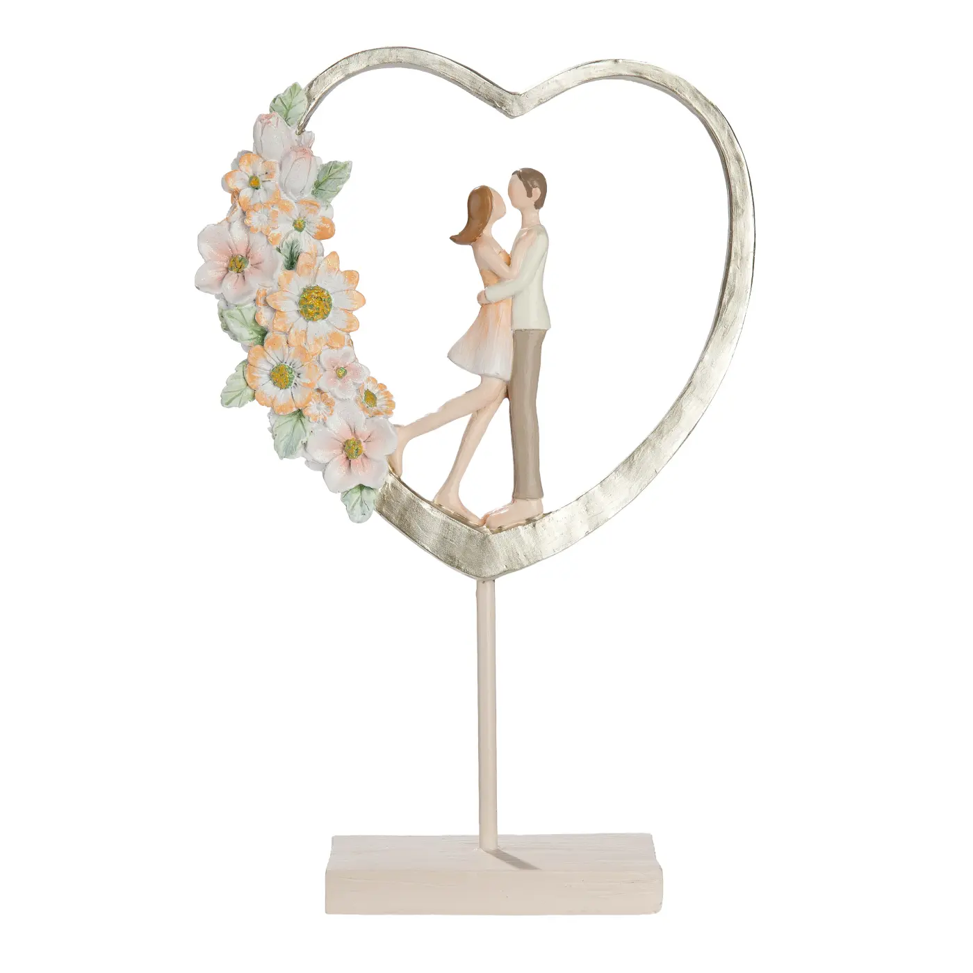 Gilde Skulptur "Floral Love" Kunstharz creme, orange, rosa