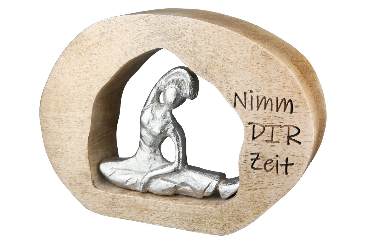 Gilde Dekoobjekt "Zeit" naturfarben mit Spruch
