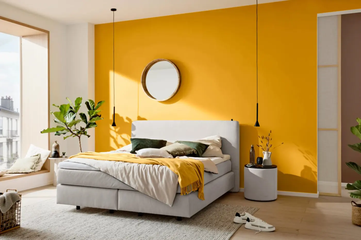 Interliving Boxspringbett Serie 1420 mit Topper natur LF 180 x 200 cm 