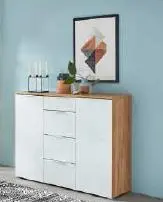 Germania Sideboard Telde Navarra Eiche Nb./Weiß B/H/T: 134 x 105 x 40 cm Germania Sideboard Telde Navarra Eiche Nb./Weiß B/H/T: 134 x 105 x 40 cm