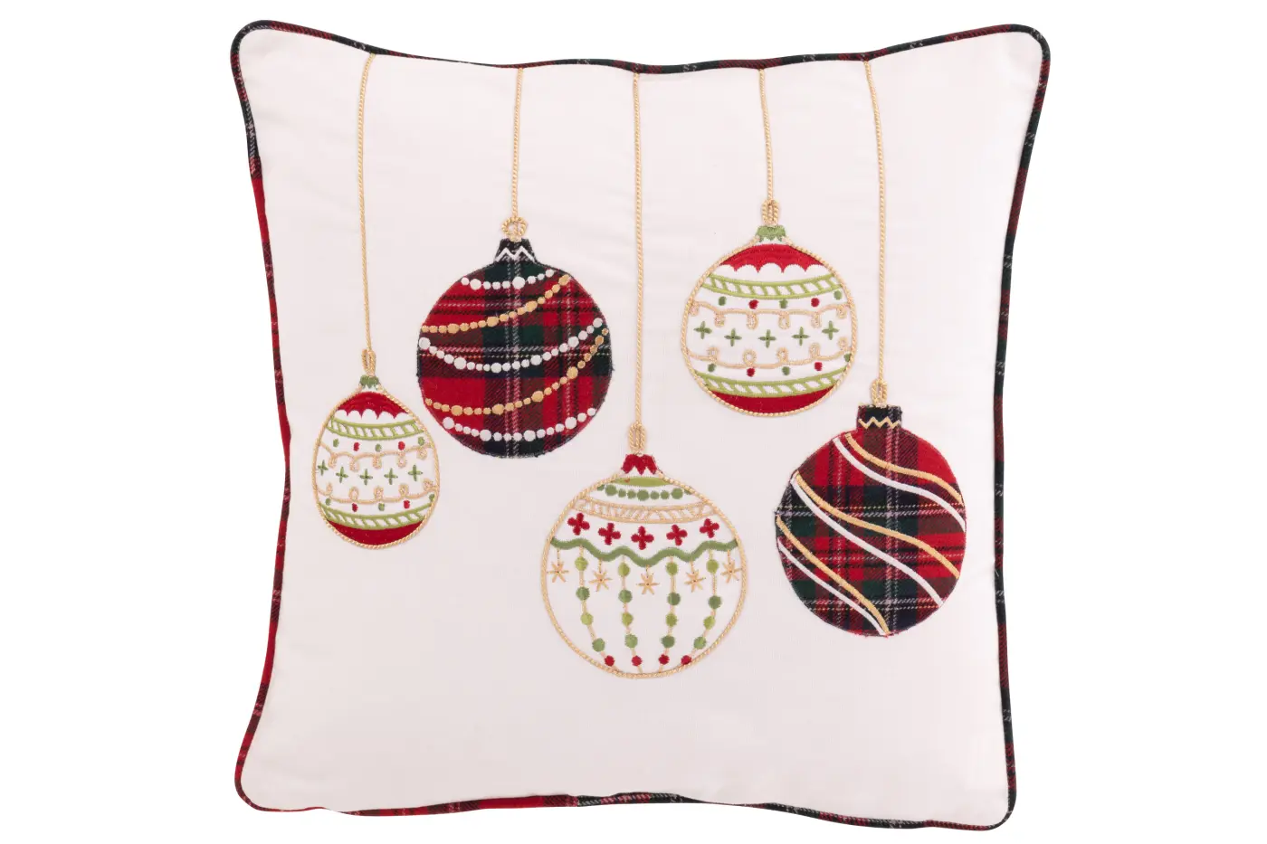 Jolipa Kissen Weihnachtskugeln weiß/bunt  45x45x15cm