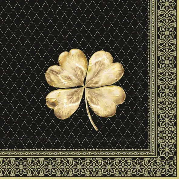 Ihr Lunch-Servietten GOLDEN CLOVERLEAF black gold 33X33 cm