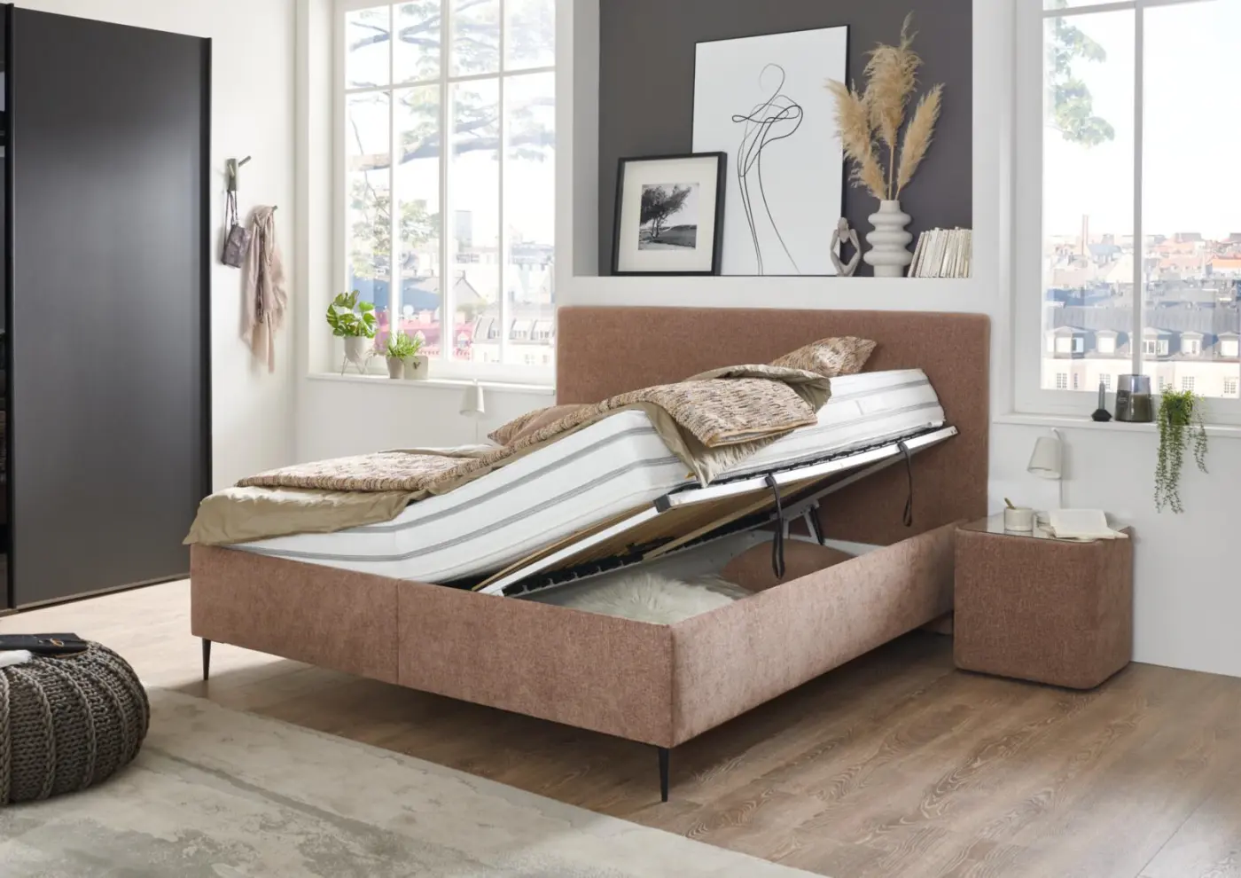 Oschmann Polsterbett  DREAMPLACE 2.0 PB hellbraun LF ca. 180 x 200 cm