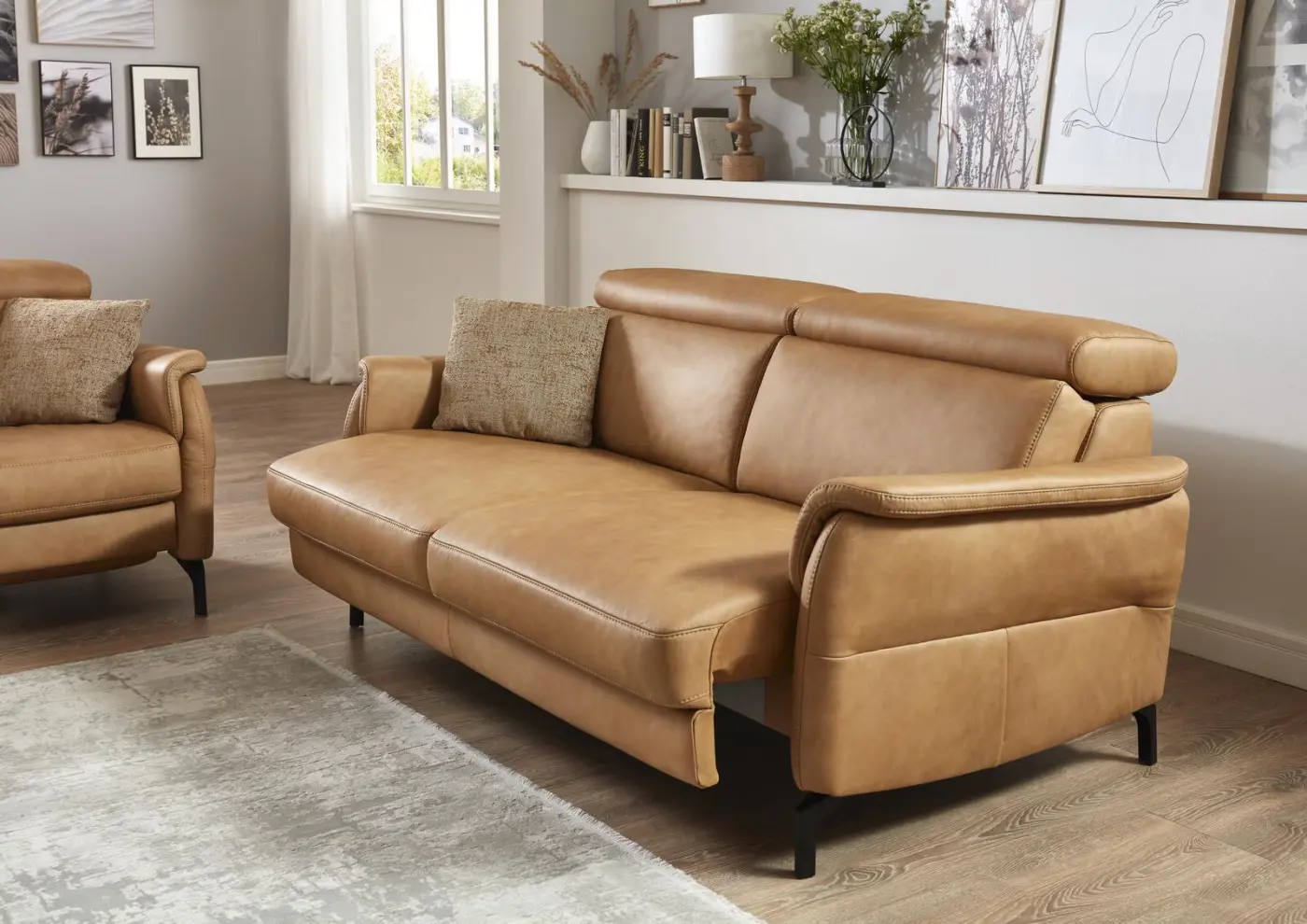 Polsteria  2 Sitzer inklusive Funktion Orthosedis 6.0  Evita honey  ca. 186 cm breit