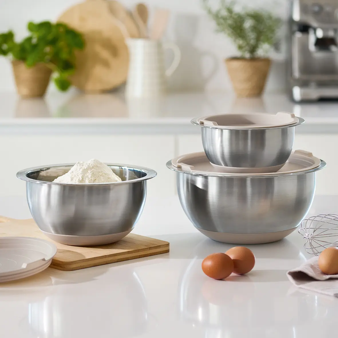 Zeller Schüssel-Set mit Deckeln 3-tlg. Edelstahl/