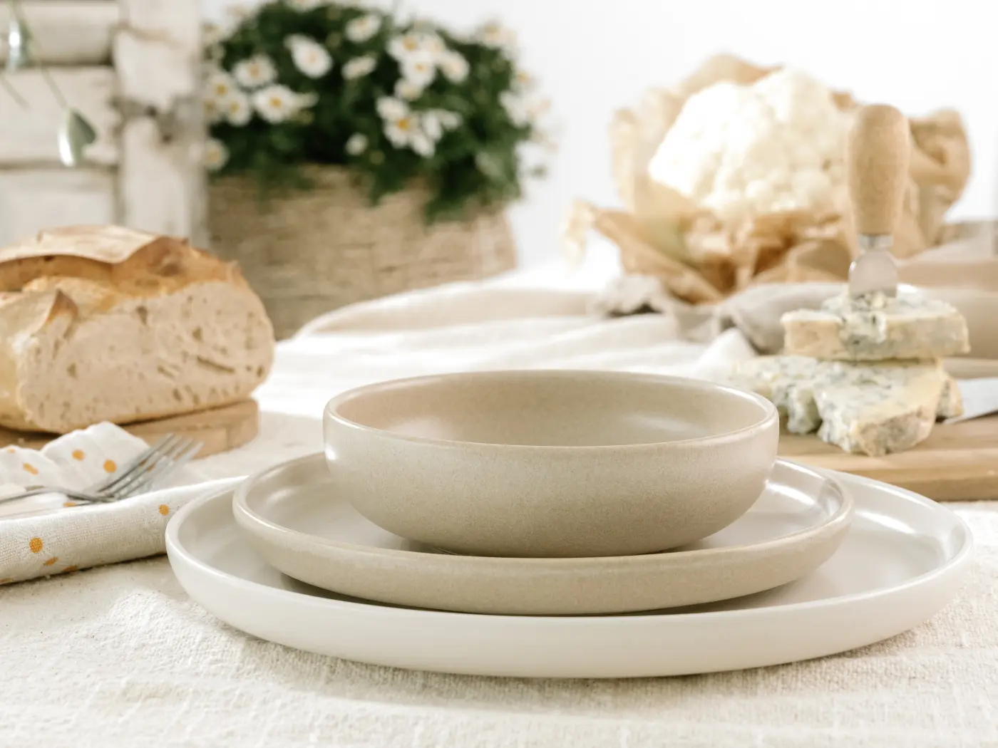 CreaTable Tellerset 12-tlg Uno Toscana beige creme