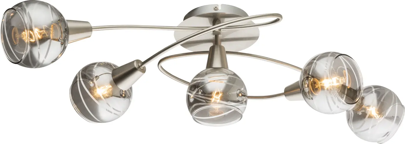 Globo Deckenleuchte Rauch|Transparent|Nickel matt