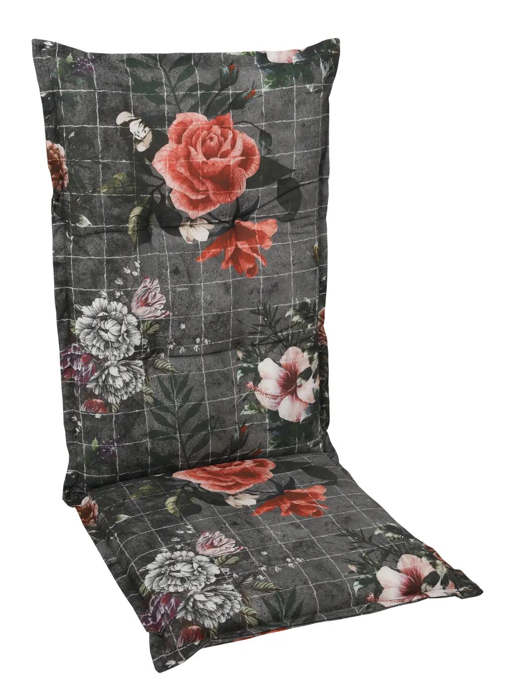 GO-DE Textil  Sessel-Auflage hoch L120B50H8 Serie 29 Rosen anthrazit