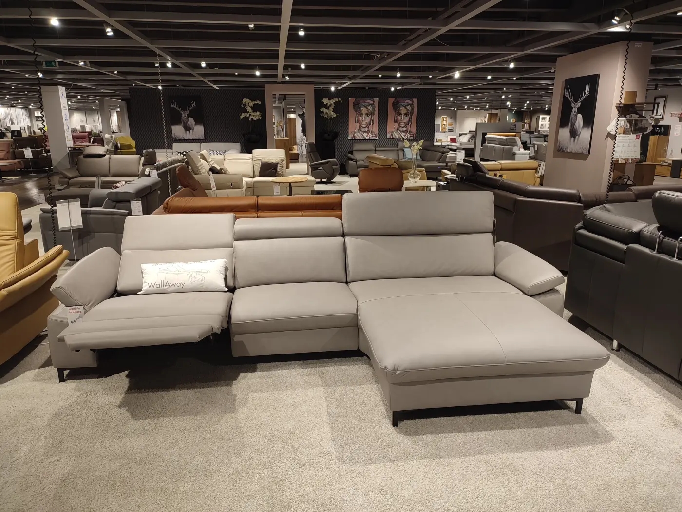 Polinova Wohnlandschaft MM-PN 1161 Leder grau ca. 330 x 166 cm