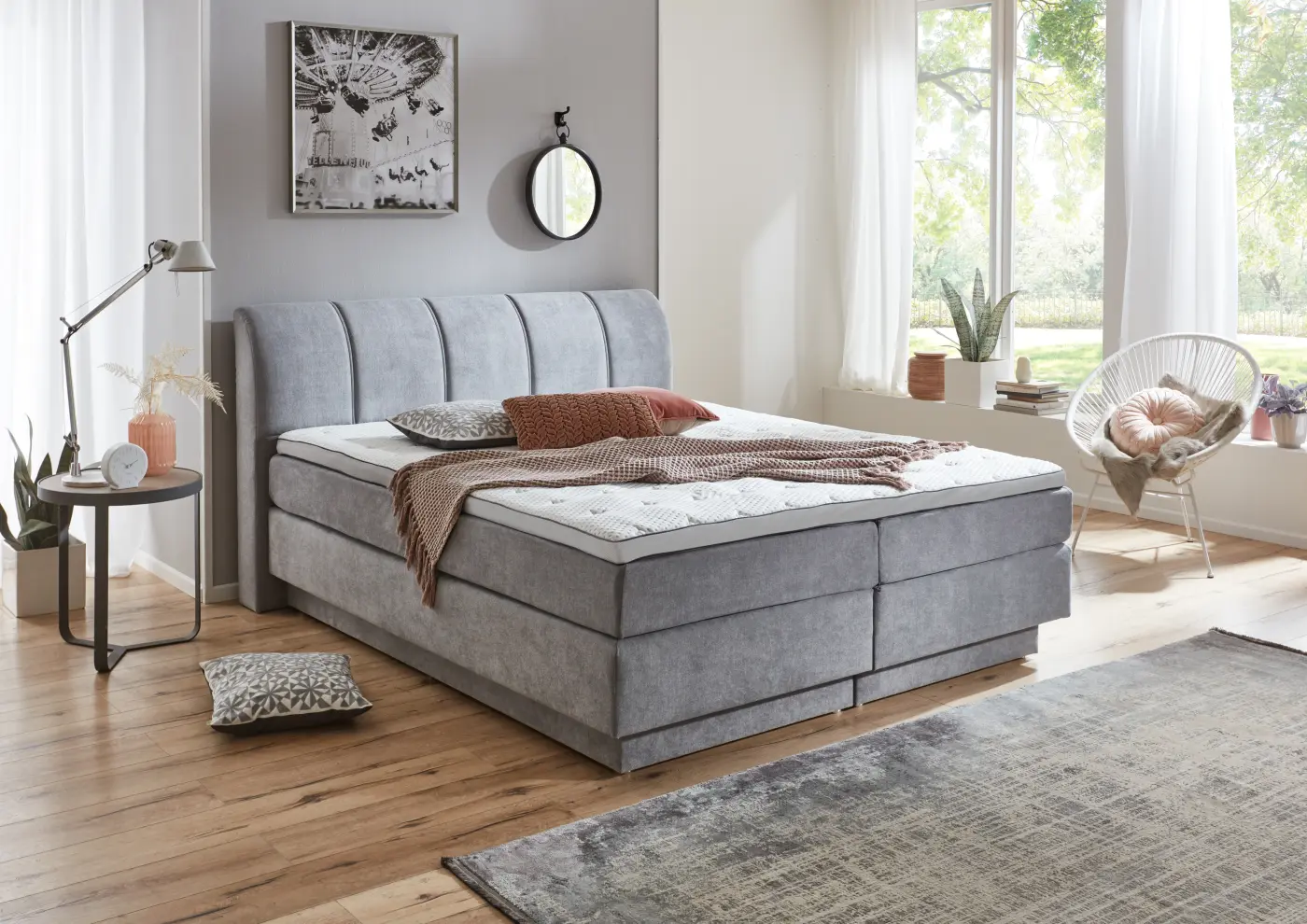 sun garden  Boxspringbett  BX 2240 Ottawa grau, LF ca. 180x200 cm