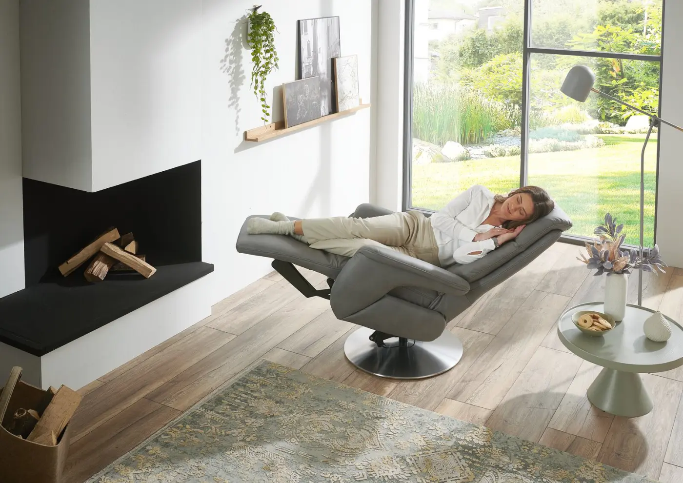 Polsteria  Fernsehsessel Relaxa Feeling Design Lazyline  3 motorisch mit Aufstehhilfe Kevin grey 