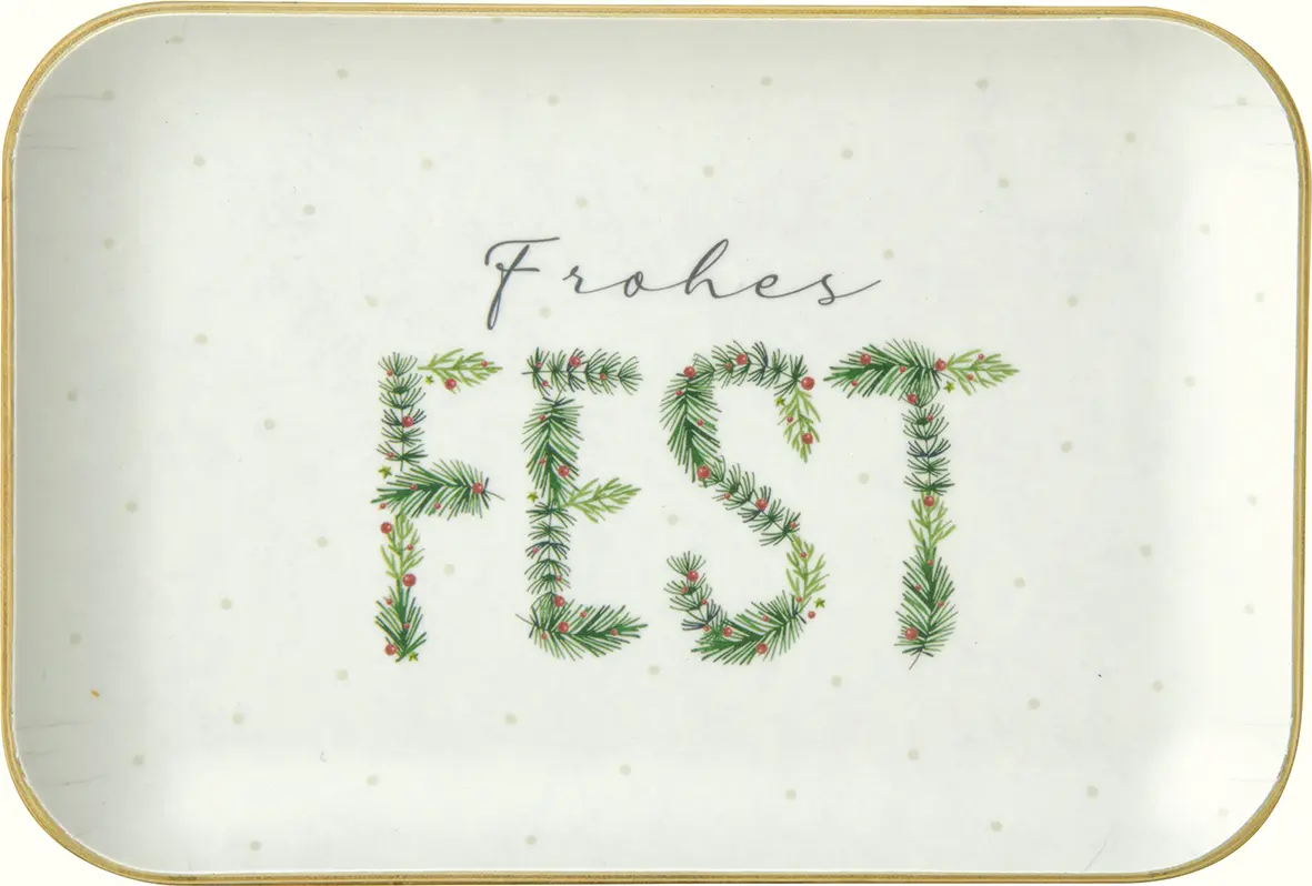 Ihr Holztablett FROHES FEST light green 19,5X13X1,5 cm