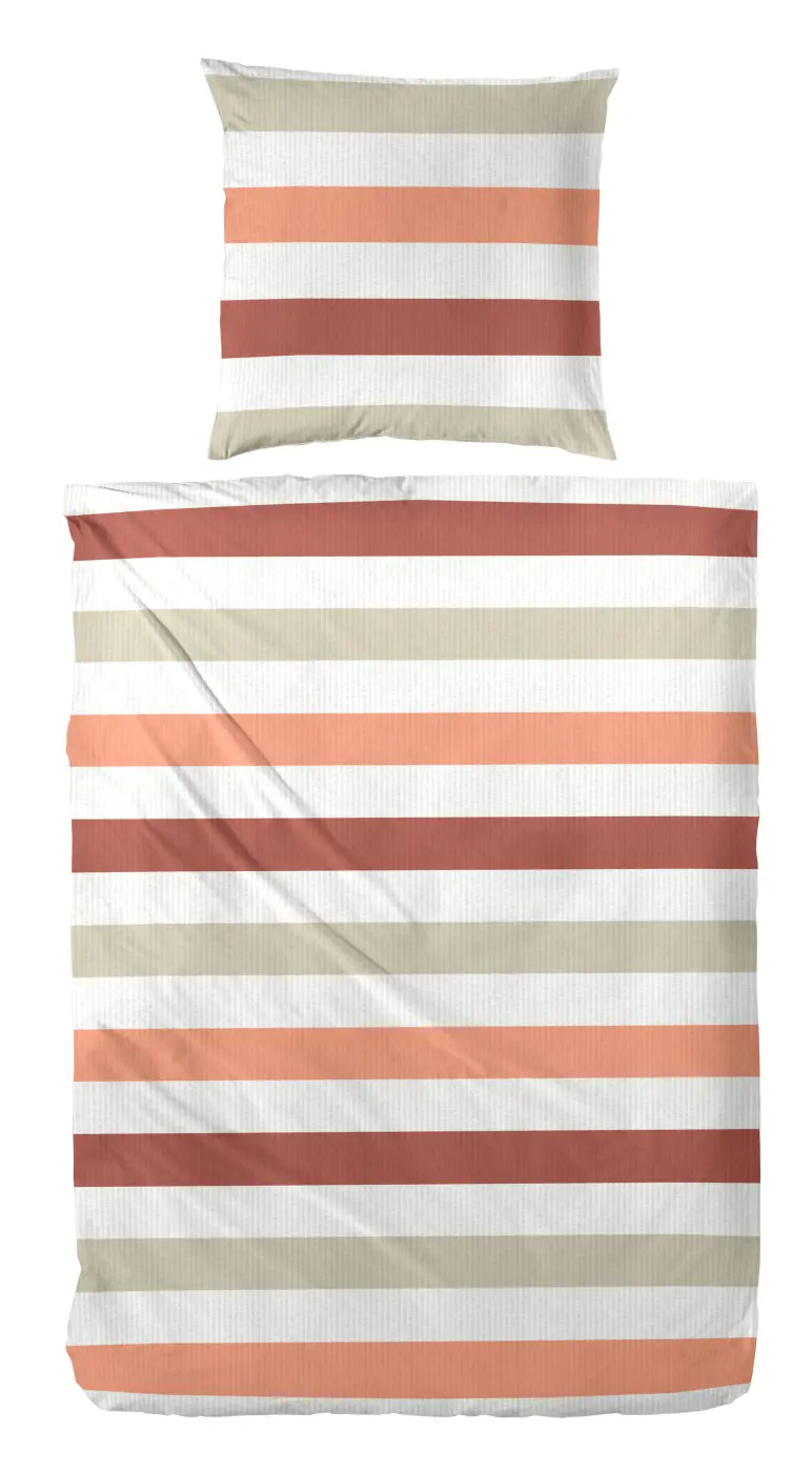 Hahn Druck-Bettwäsche 135 x 200/80 x 80 cm  rot-braun