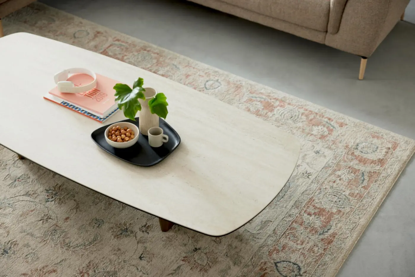 Interliving Couchtisch Serie 6227 Keramik Travertin  160 x 70 x 38 cm
