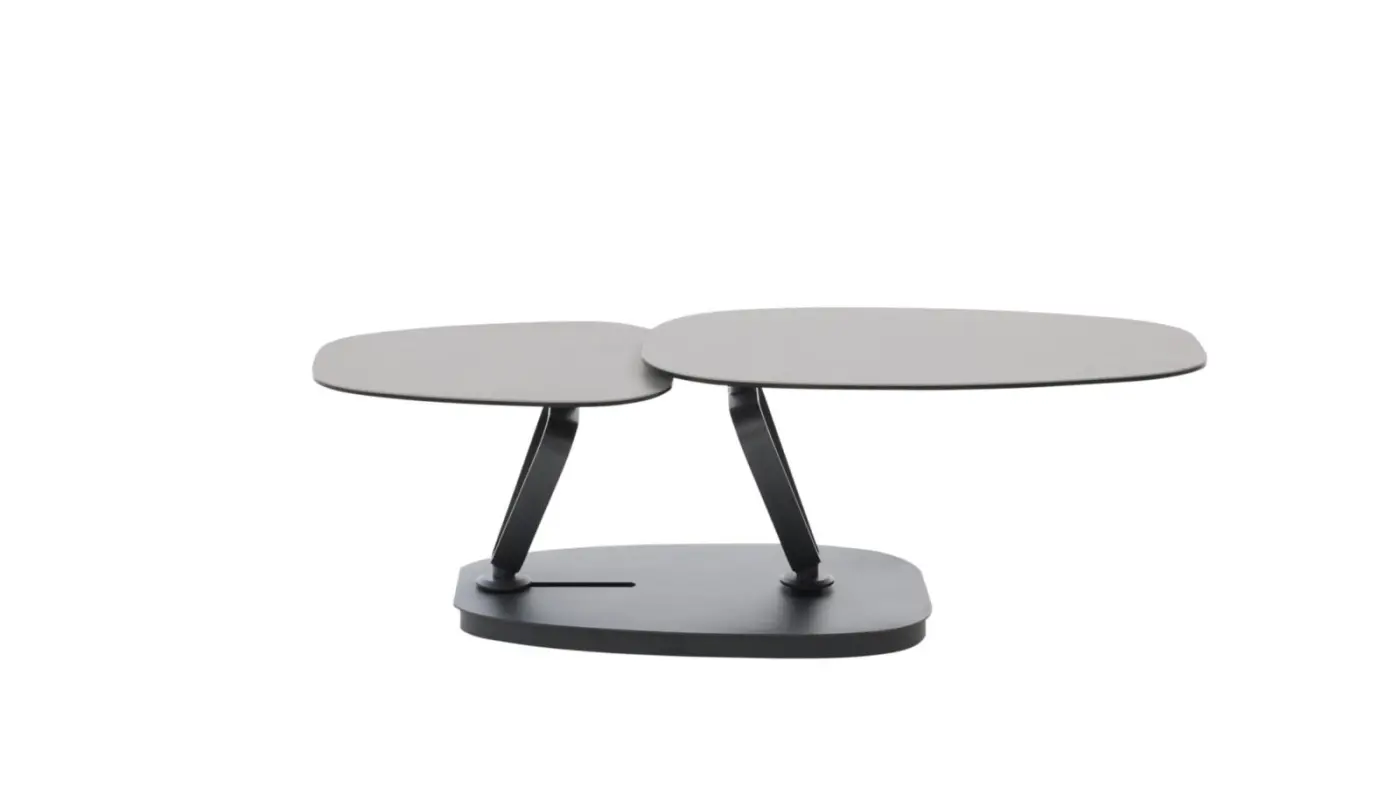 Interliving Funktionscouchtisch Serie 6233 hellgrau/schwarz drehbar
