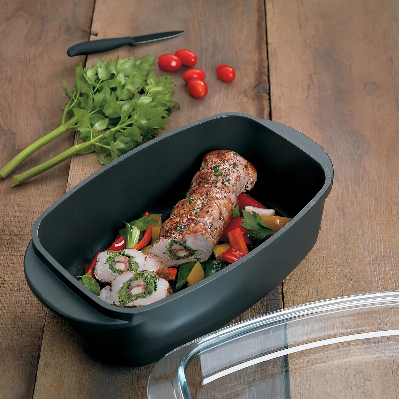 Kela Rechteckbräter Kerros Aluguss schwarz 40x22,5x16cm 4,5l