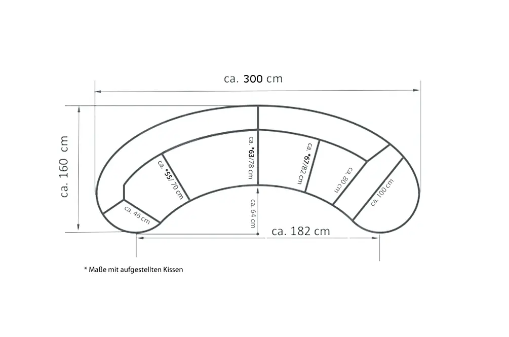 Benformato Rundecke Limoncello Cord beige 160 x 300 x 160 cm