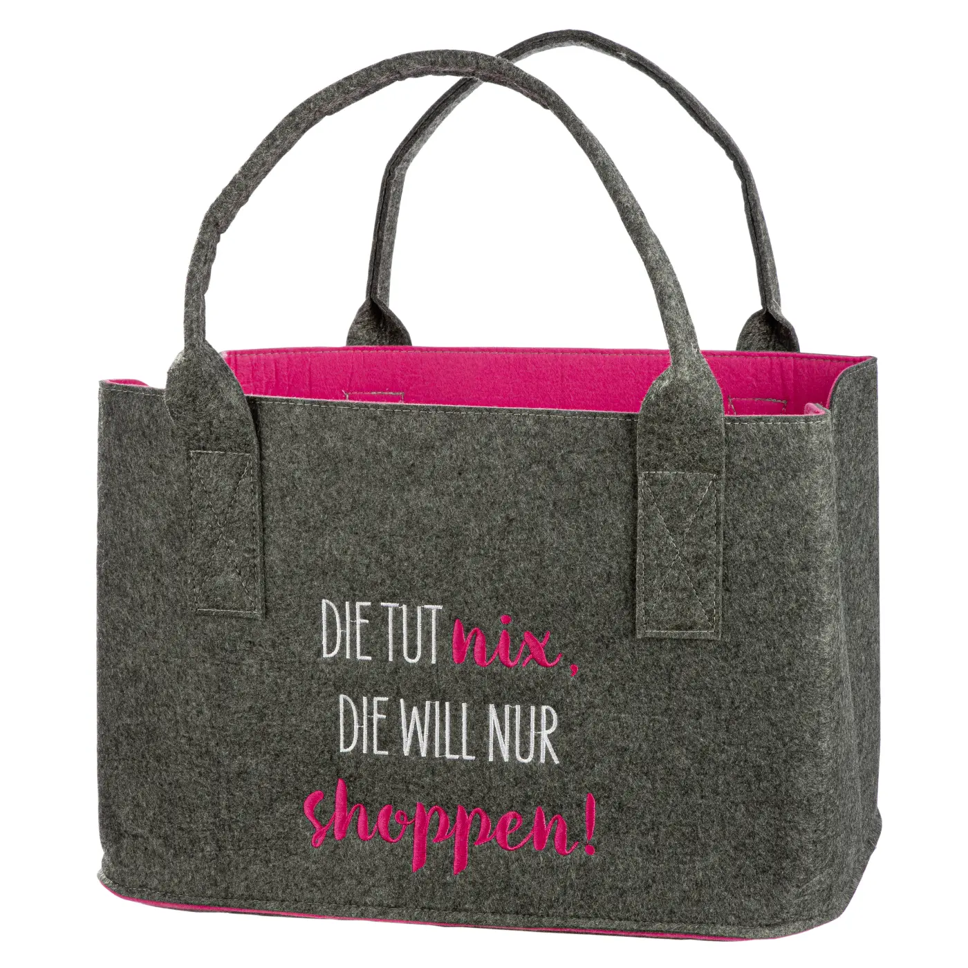 Gilde Handwerk Tasche "Die tut nix" Filz dunkelgrau