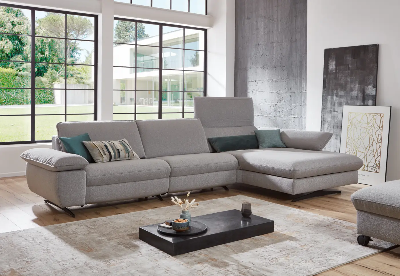 Himolla  Wohnlandschaft Serie Spektra 1488   Stoff  Q2 grau ca. 344 x 1820 cm