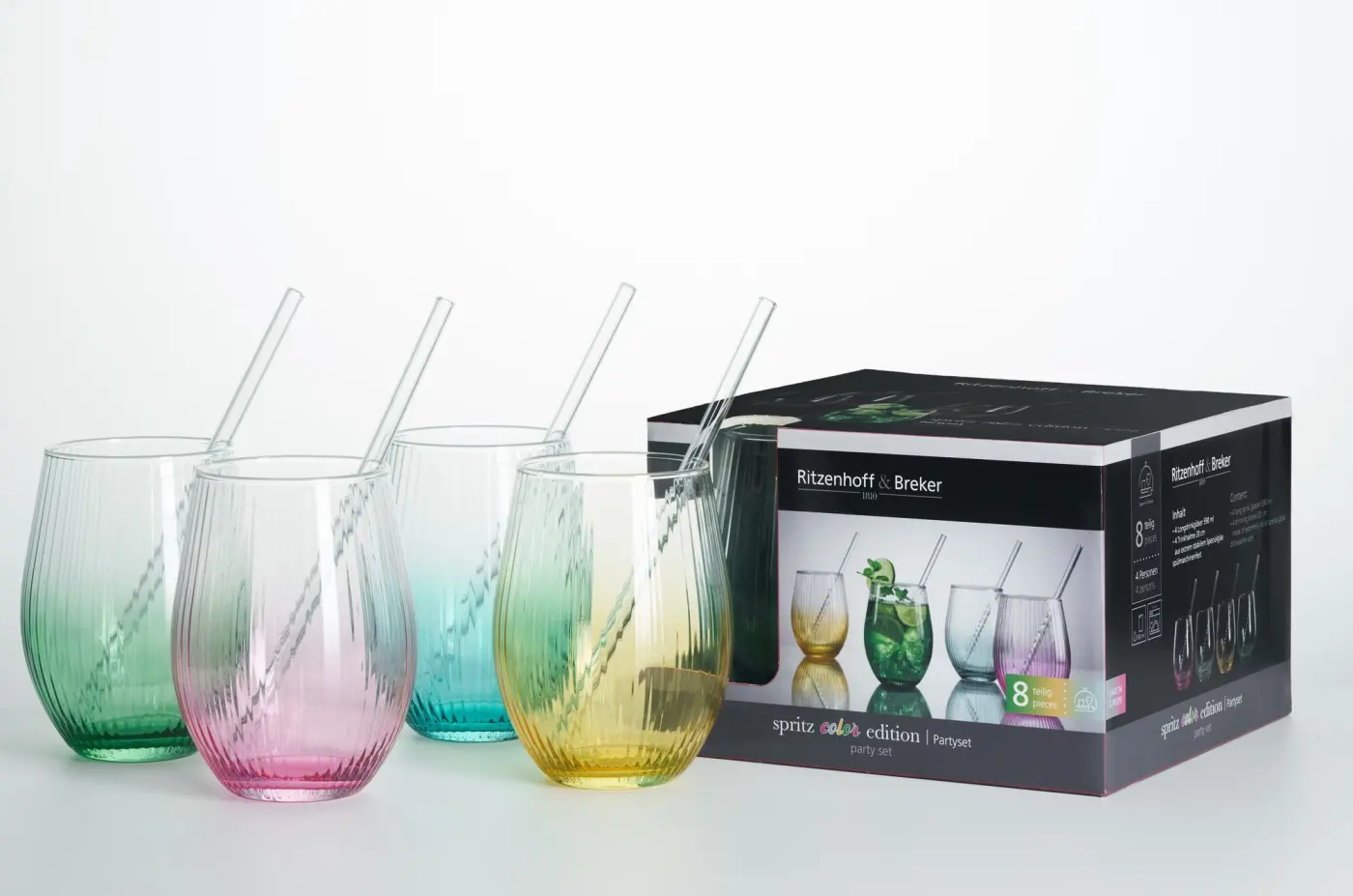 Ritzenhoff & Breker Partyset Spritz Color Pink|Blau|Gelb|Grün