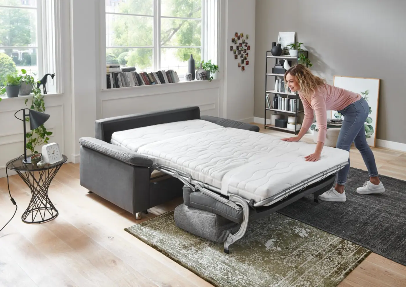 Poco Steinpol Schlafsofa Westpoint Premium XC dunkel-/Hellgrau LF ca. 120 x 200 cm