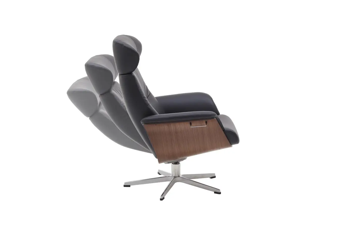 Conform Relaxsessel mit Hocker Timeout Leder schwarz - Gestell schwarz