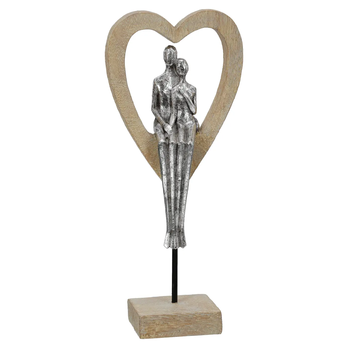 Gilde Skulptur Herz braun, silberfarben 34 cm Kunstharz