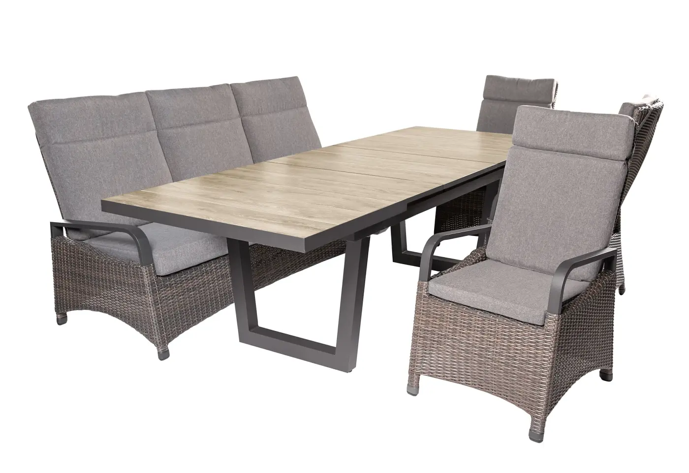 LC Garden Ausziehtisch Komido Keramikplatte Holzoptik, Gestell anthrazit  ca. 200/260 x 100 x 76 cm