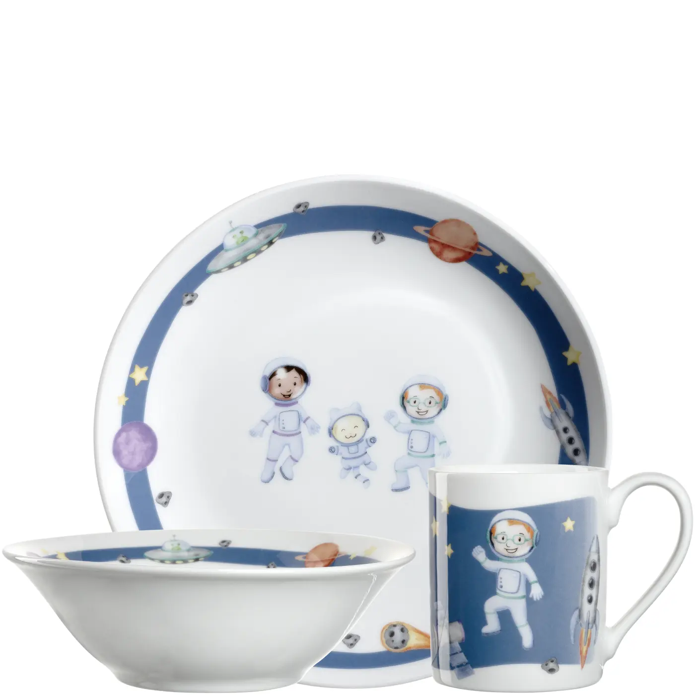 Leonardo 3tlg.Kindergeschirr Weltall BAMBINI AVVENTUR