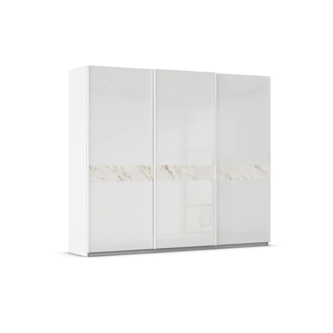 Rauch Schwebetürenschrank Marbel 3trg Glasfront kristallweiß 271 x 229 x 62 cm