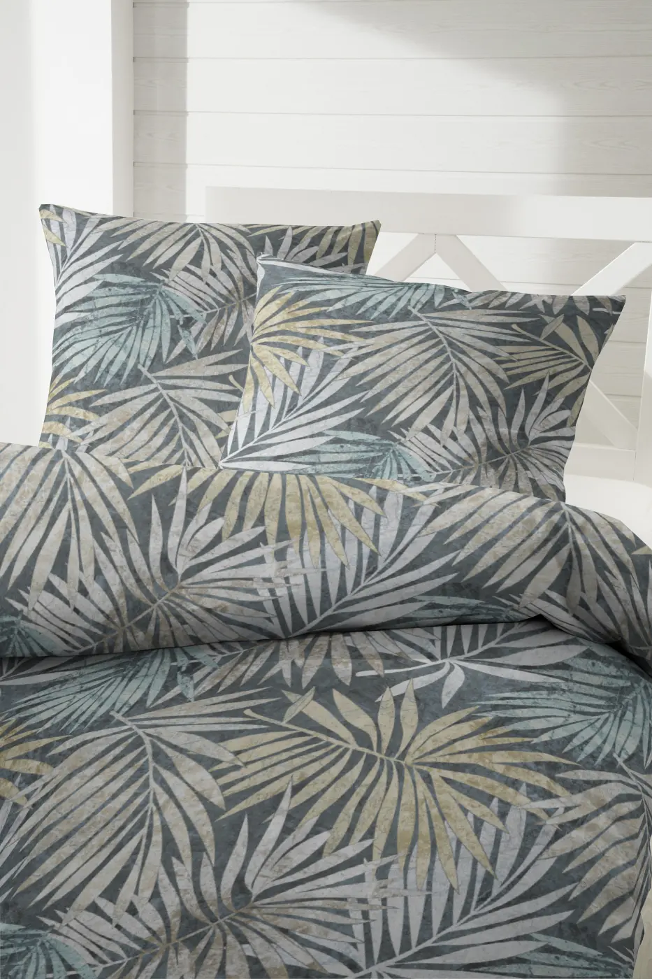 Hahn Mako-Satin Bettwäsche 135 x 200/80 x 80 cm  blau-braun