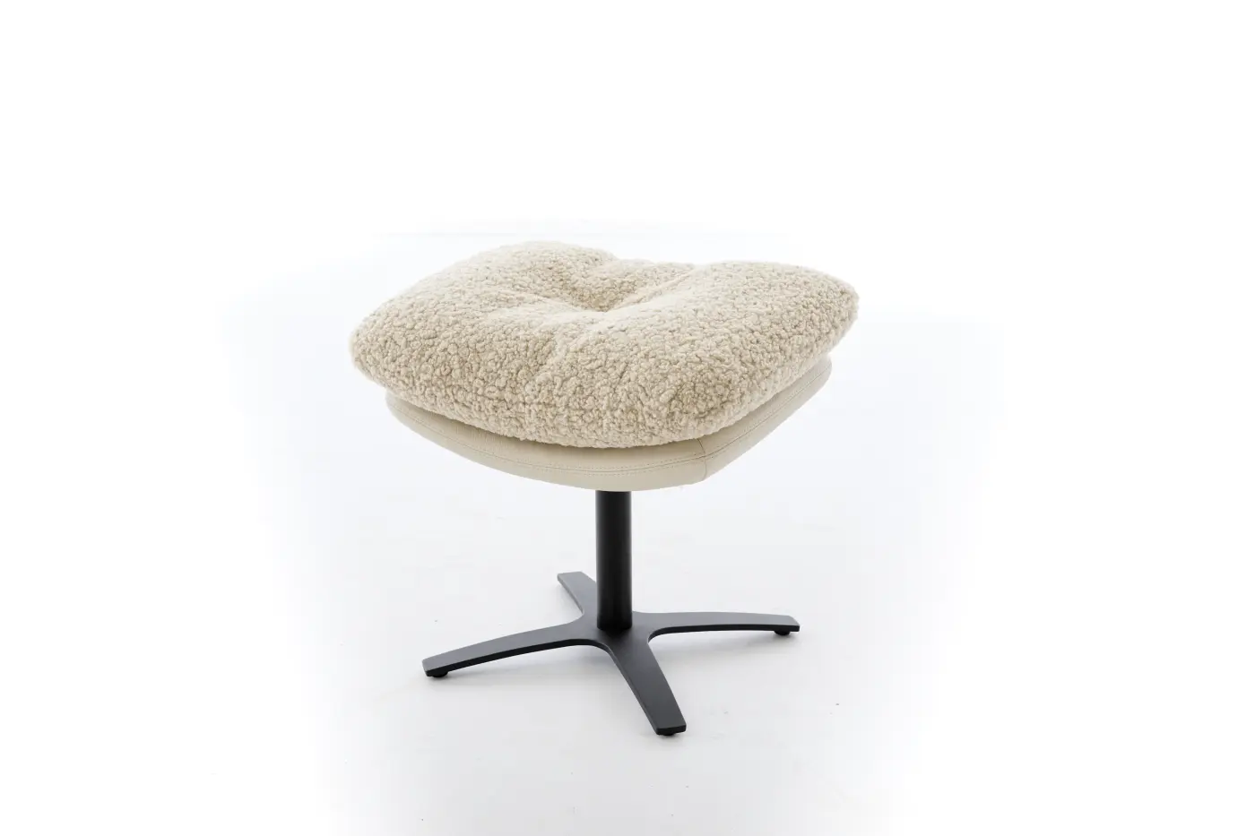 Willi Schillig Polsterhocker cloud9 Leder Elfenbein/Schaffelloptik Cream