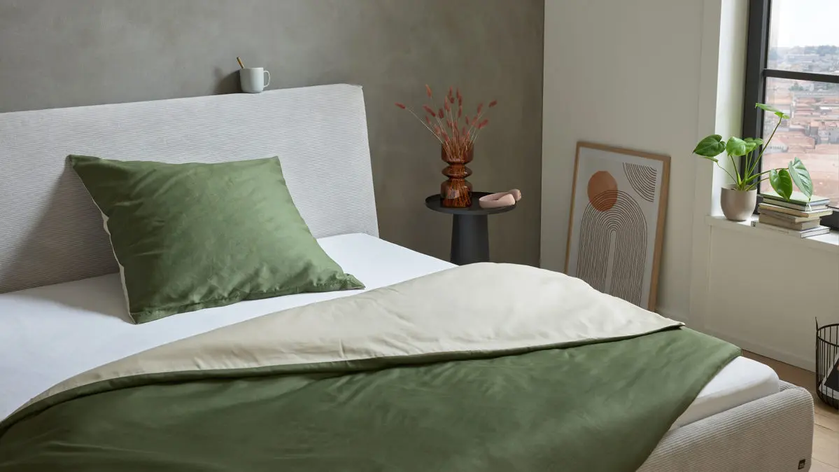 Interliving Baumwollsatin Bettwäsche Serie 9128 135 x 200 cm  olive