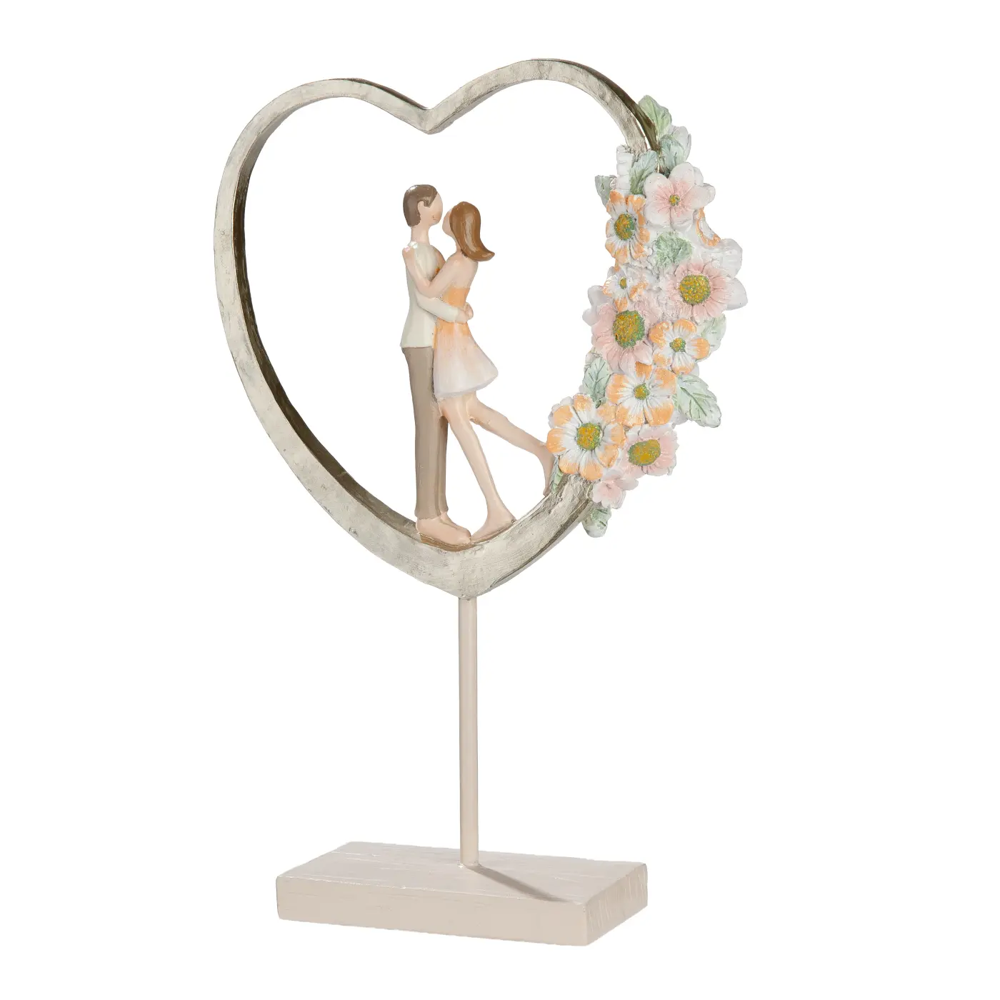 Gilde Skulptur "Floral Love" Kunstharz creme, orange, rosa