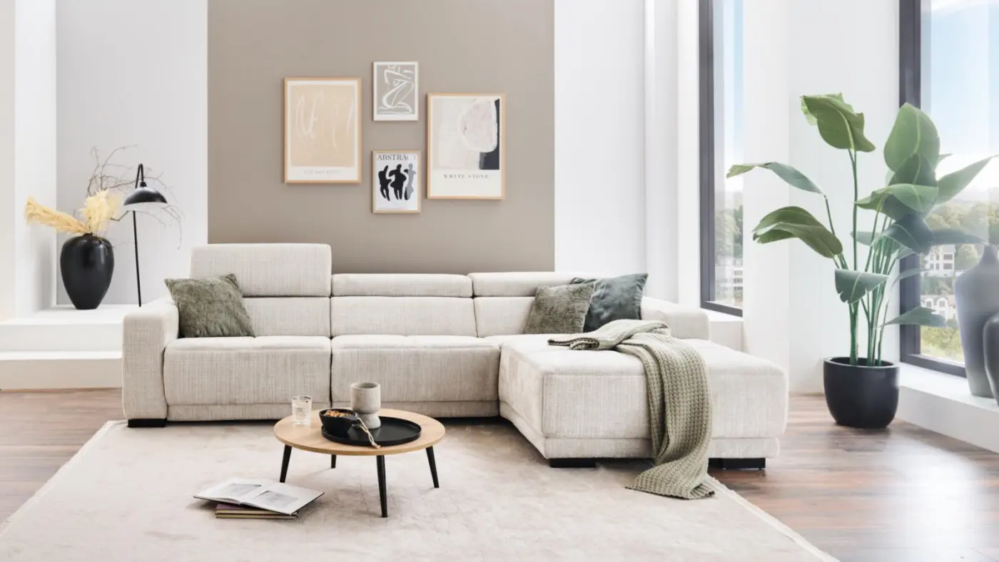 Megapol Wohnlandschaft VS-MP1215 creme grau ca. 319 x 195 cm