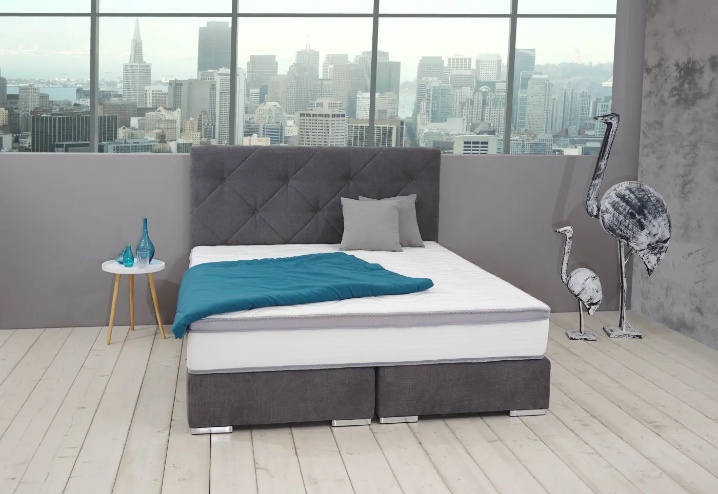 sun garden Boxspringbett BX 2000 Jonas LF 180x200 cm hellgrau