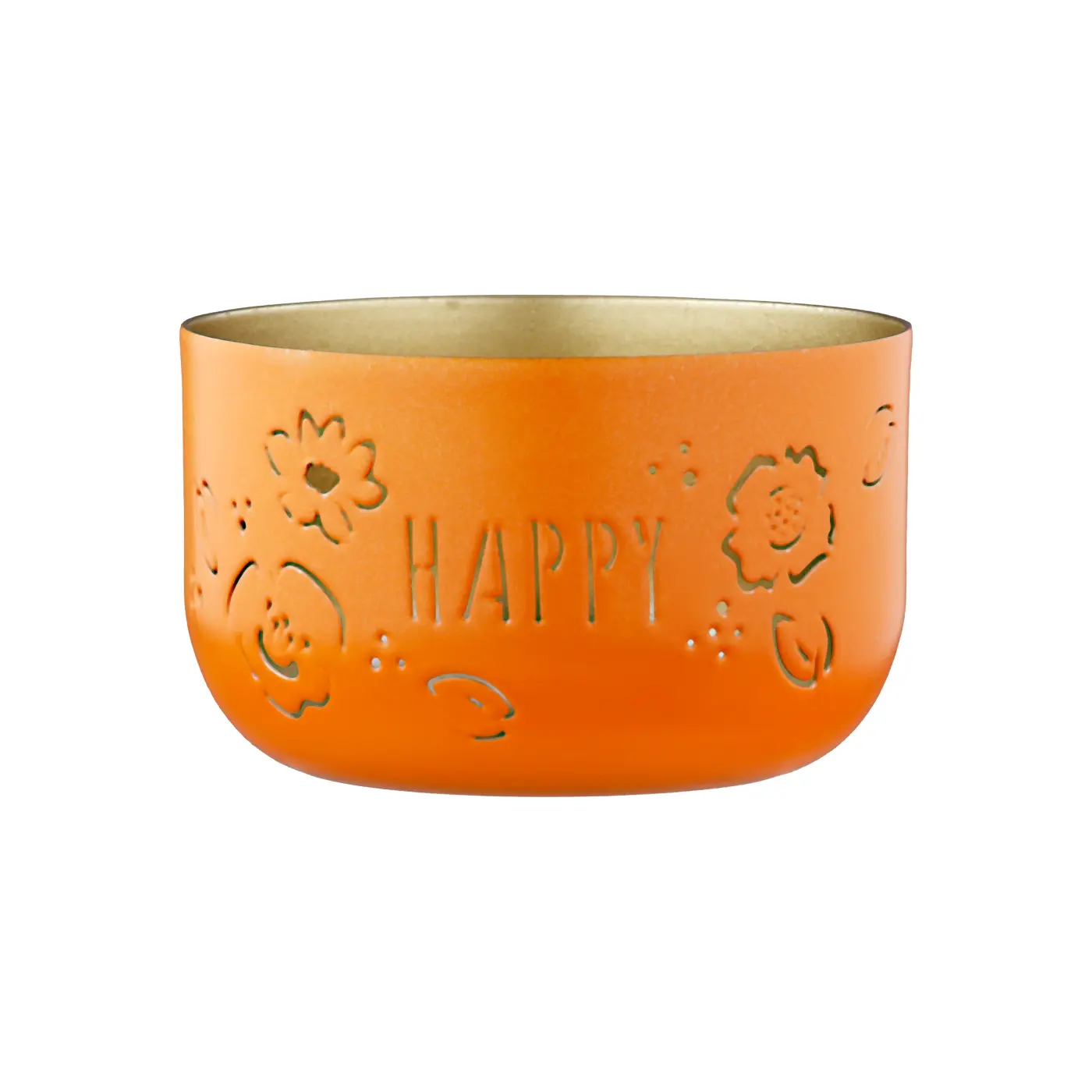 Gilde Teelichtleuchter rund  orange 5 cm Metall