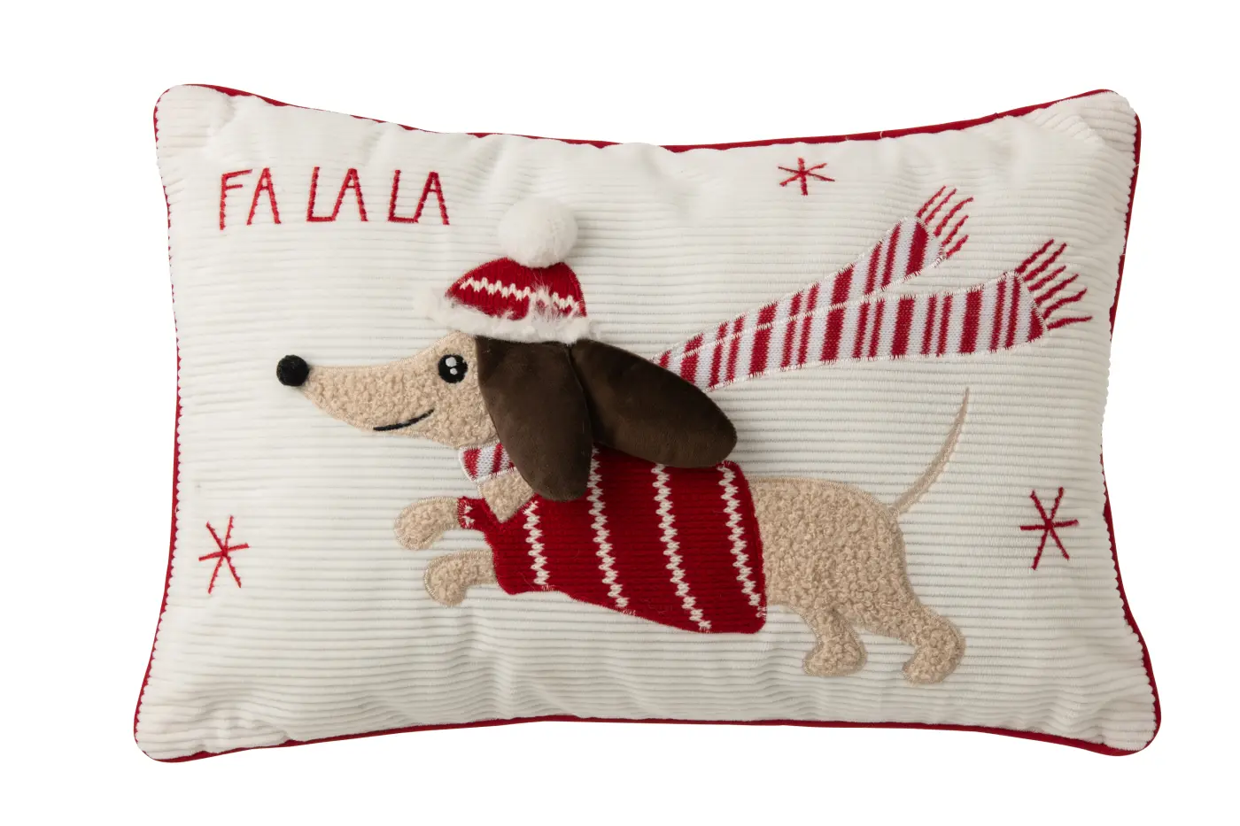Jolipa Kiss Weihnachtshund weiß  50x35x10cm