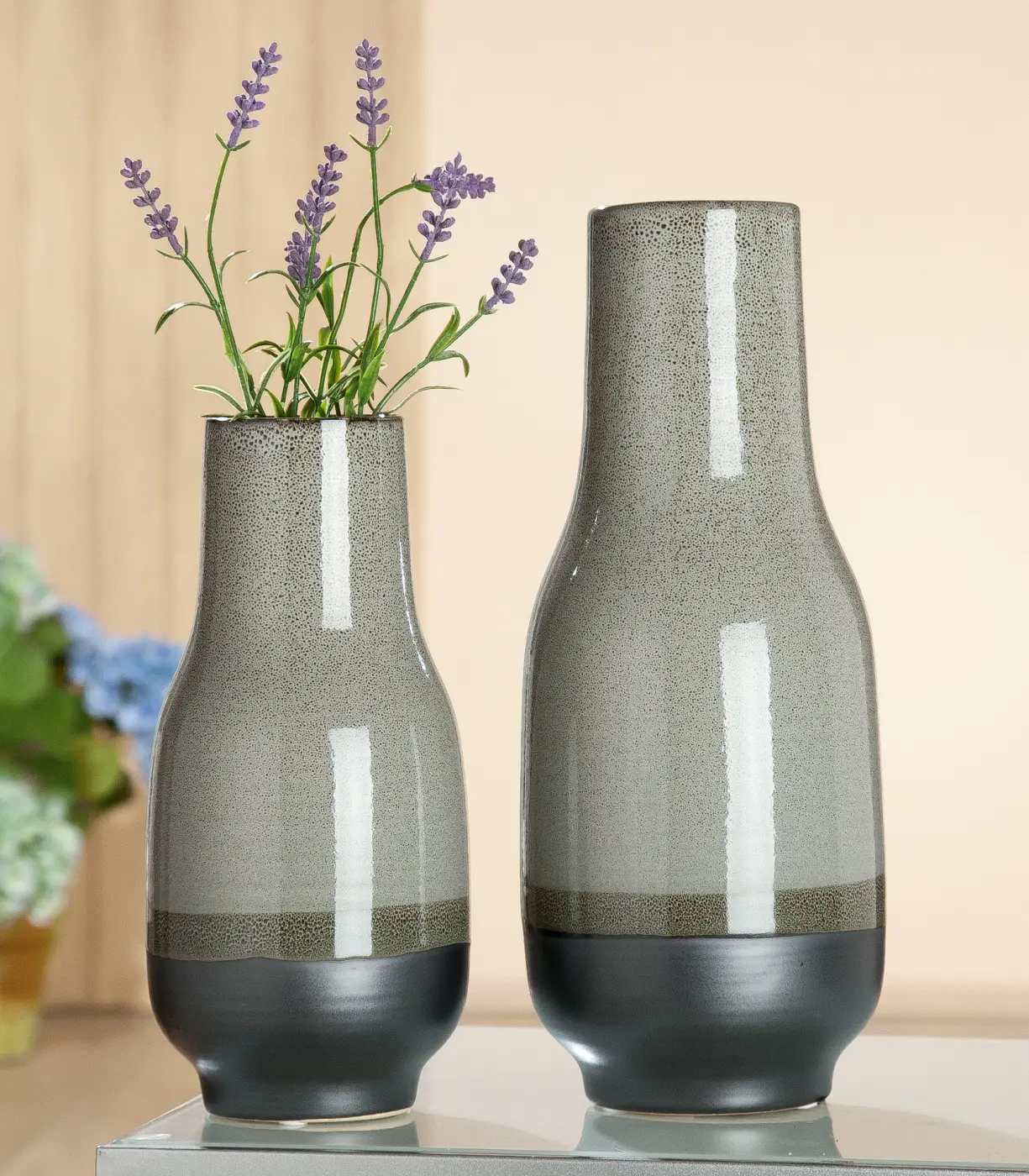 Gilde  Keramik Flaschenvase Cinzento Grau