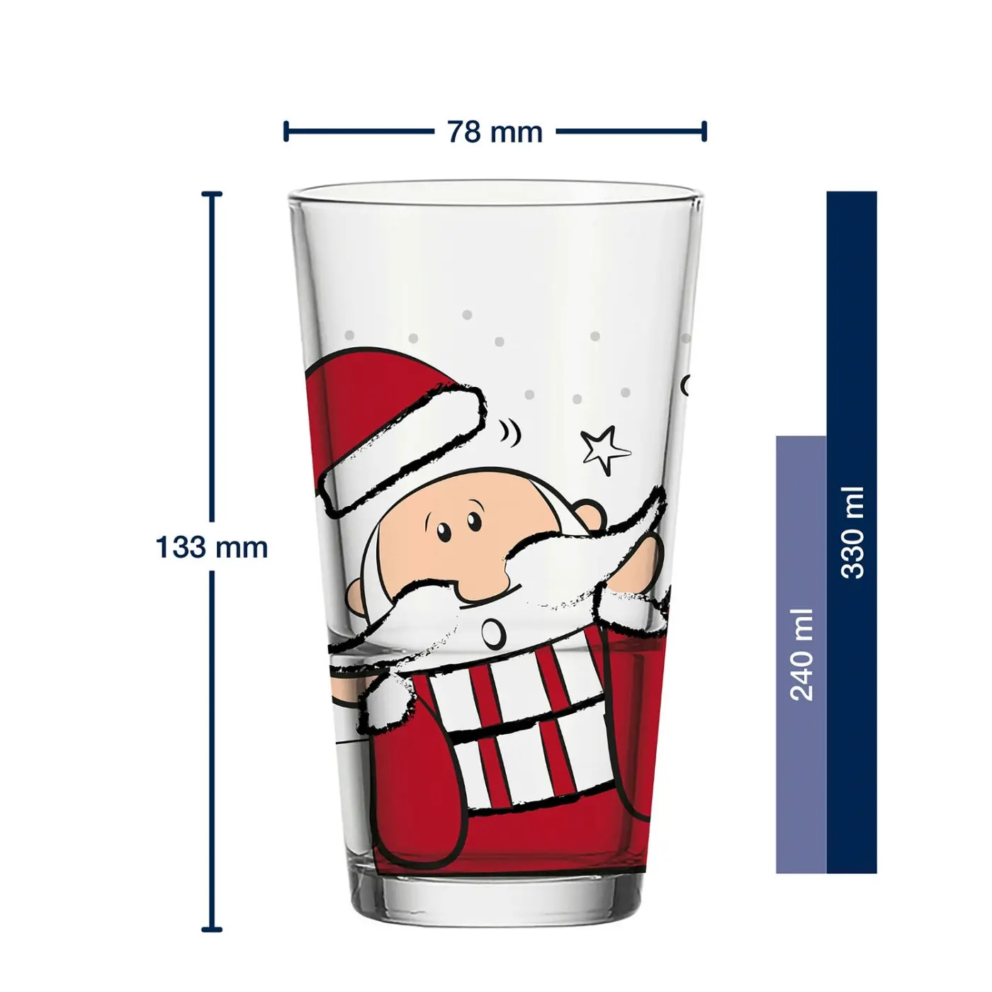 Leonardo Longdrinkbecher Weihnachtsmann SILENZIO Kalk-Natron Glas mehrfarbig