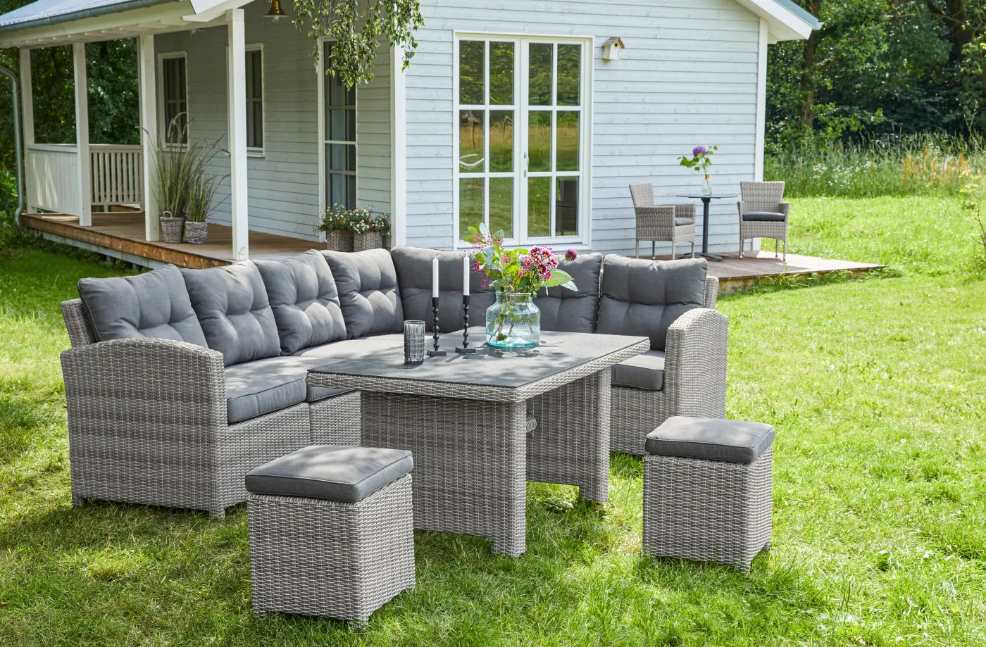 LC Garden Speiselounge Bilbao  komplett,  Geflecht stone grey 