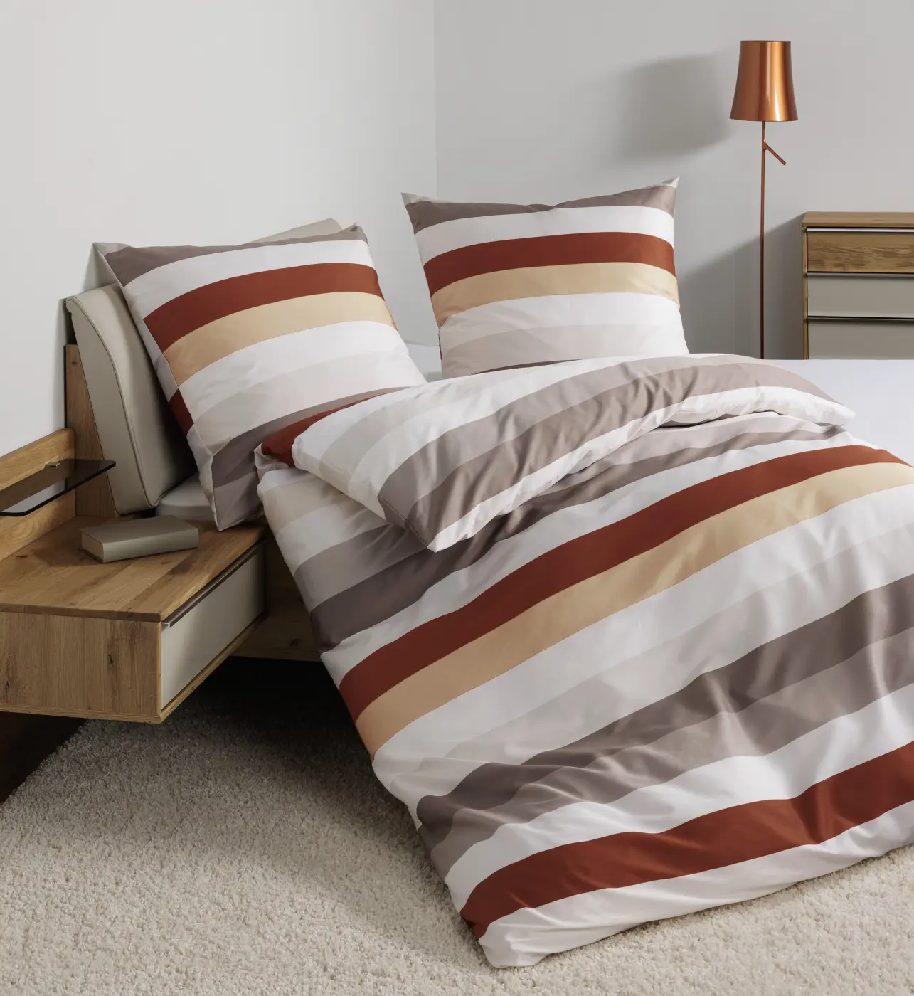 Janine  Bettwäsche Garnitur Palermo beige rost orange ca. 135 x 200 / 80 x 80 cm