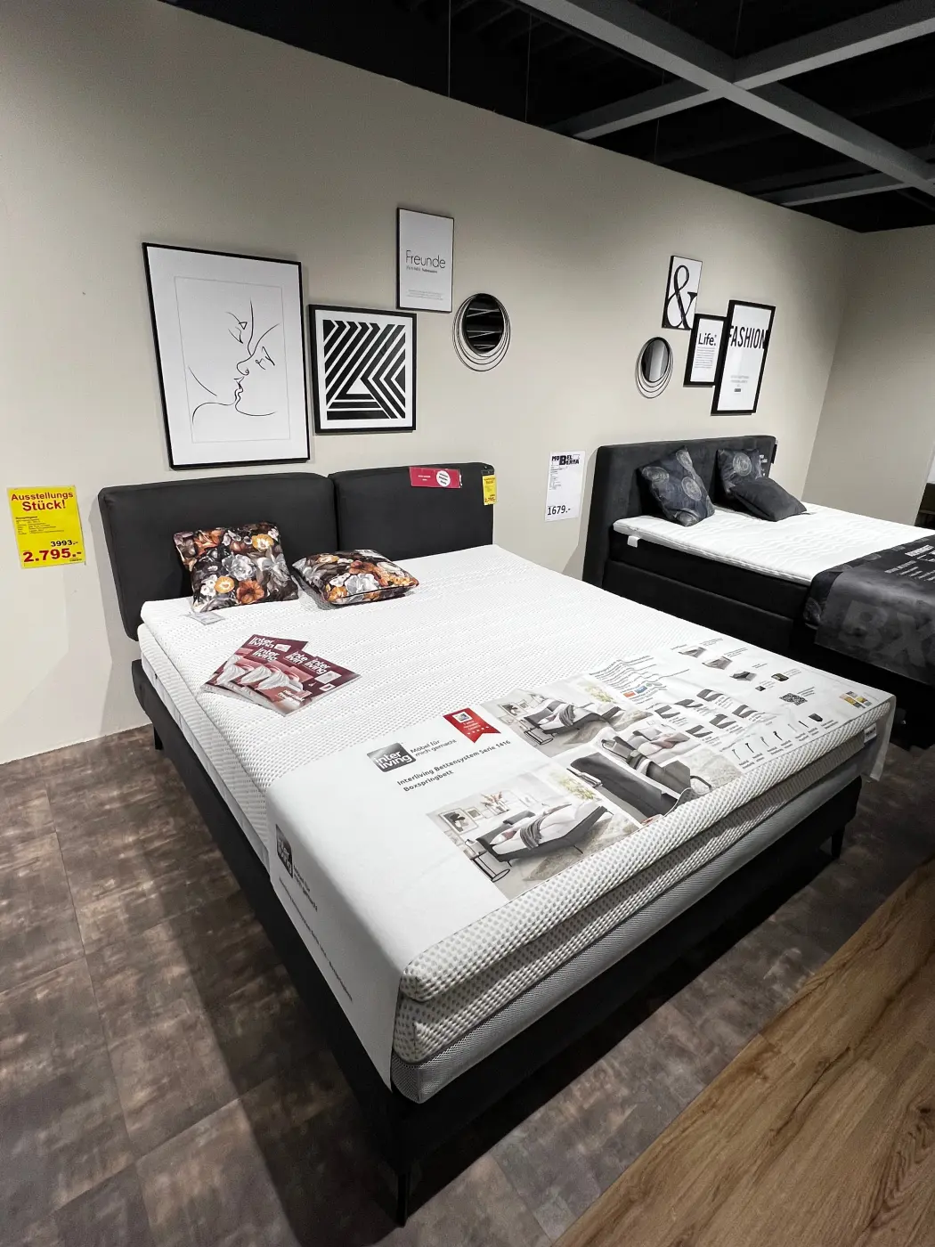 Interliving  Boxspringbett mit Topper Serie 1416 dunkelgrau LF 180 x 200 cm