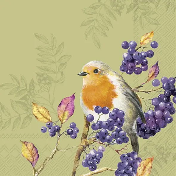 Ihr Lunch-Servietten BIRD LIFE green 33X33 cm