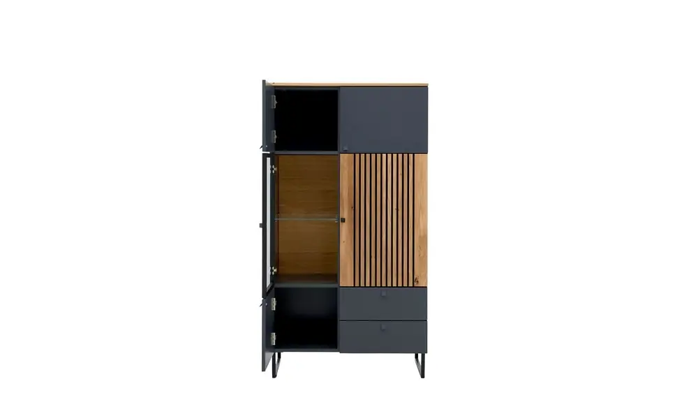 Interliving Highboard Serie 5605 quarzgrau/Charaktereiche ca. 86 x 158 x 42cm Interliving Highboard Serie 5605 quarzgrau/Charaktereiche ca. 86 x 158 x 42cm